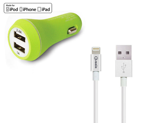 MFI Car Charger + Metallic Lightning CABLE