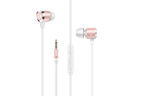 Premium Metallic Earphone with Controller Rose Gold